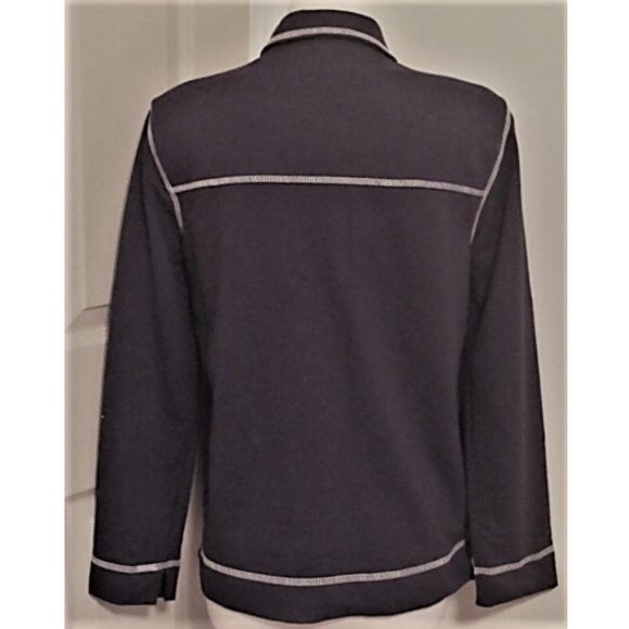 casual jacket; soft-weave; snap-close; white-seamed navy - Picture 3 of 5